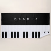 Eenvoudig en elegant zwart-wit piano-toetsenbord strandlaken (Voorkant)