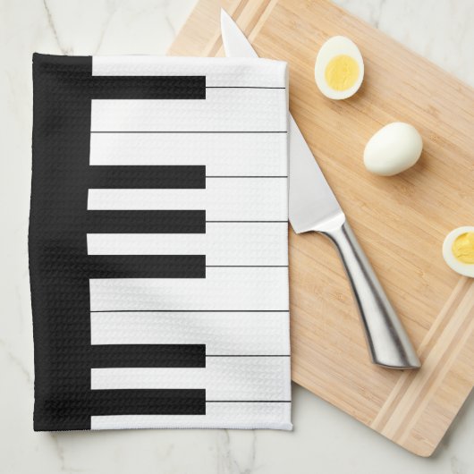 Eenvoudig en elegant zwart-wit piano-toetsenbord theedoek (Quarter Fold)
