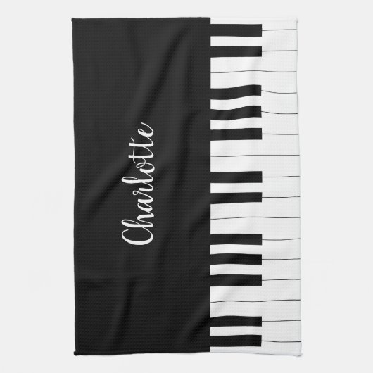 Eenvoudig en elegant zwart-wit piano-toetsenbord theedoek (Verticaal)