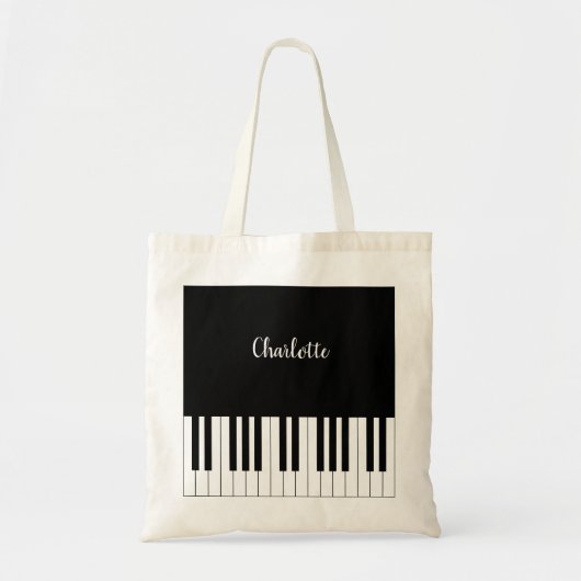 Eenvoudig en elegant zwart-wit piano-toetsenbord tote bag (Voorkant)