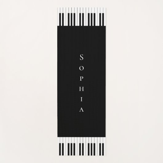 Eenvoudig en elegant zwart-wit piano-toetsenbord yogamat (Voorkant)