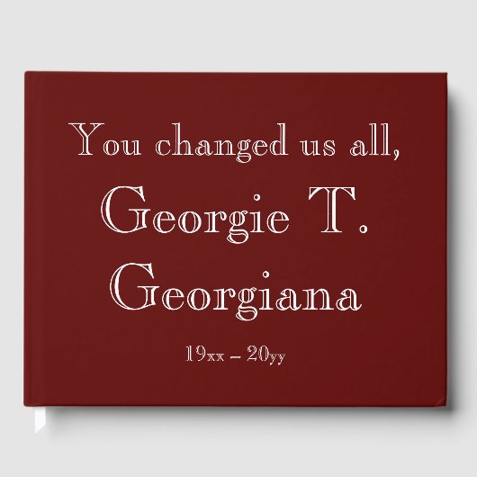 Eenvoudig en Gepersonaliseerd begrafenis/Memorial  Gastenboek (Voorkant)