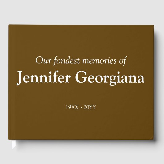 Eenvoudig en gepersonaliseerd Memorial Guestbook Gastenboek (Voorkant)