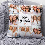 Eenvoudig en grafisch | Best Friends Heart Photo C Kussen<br><div class="desc">Dit zwarte en witte kussen kenmerkt een fotonet met acht van uw persoonlijke foto's, en trendy moderne manuscripttypografie die "beste vrienden" zegt. Er is ook een elegant hart met een nepgoudblik. Een simpel, minimalistisch maar absoluut stijlvol geschenk voor je bekenden wanneer je ze wilt laten weten hoeveel ze van je...</div>