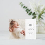Eenvoudig en grafisch Briefkaart voor geboorteaank (Staand voorkant)