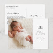 Eenvoudig en grafisch Briefkaart voor geboorteaank (Voorkant / Achterkant)