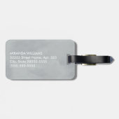 Eenvoudig en grafisch grijs monogram met naam bagagelabel (Achterkant horizontaal)