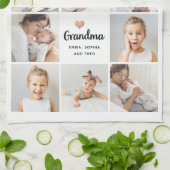 Eenvoudig en grafisch | Hart Foto-collage voor oma Theedoek (Gevouwen)