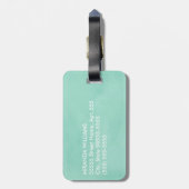 Eenvoudig en grafisch Mint Groen Monogram met Naam Bagagelabel (Achterkant verticaal)