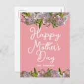 Eenvoudig en grafisch | Roze bloemen Moeder Dagen Feestdagenkaart (Voorkant / Achterkant)