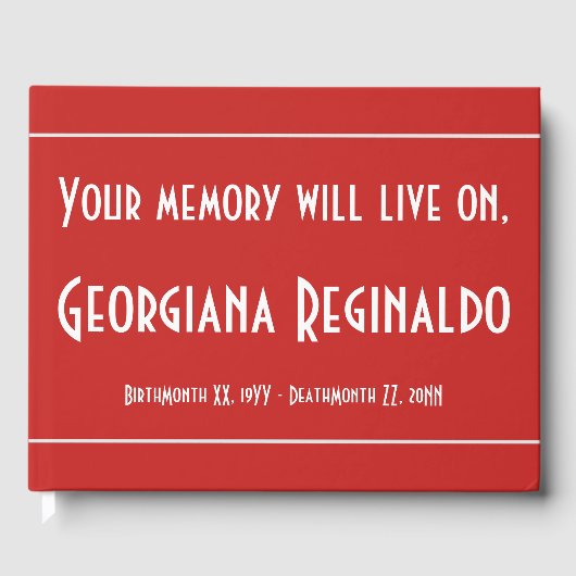 Eenvoudig en interessant begrafenis/memorial Guest Gastenboek (Voorkant)