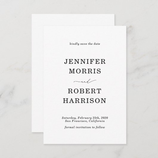 Eenvoudig en klassiek Save the Date Kaart (Voorkant / Achterkant)