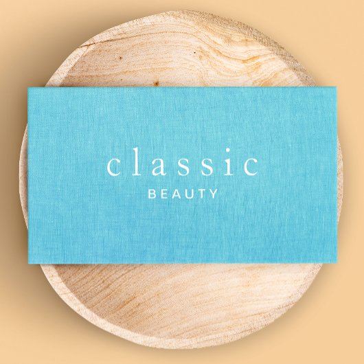 Eenvoudig en klassieker: Turquoise Blue Linen look Visitekaartje