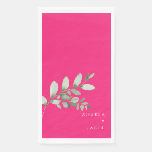 Eenvoudig en levendig huwelijk: helder, warm roze servet (Voorkant)