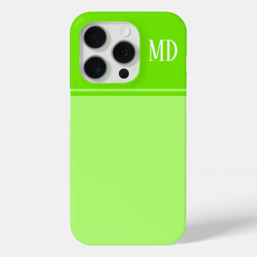 Eenvoudig en limoengroen gestreept monogram Case-Mate iPhone case (Achterkant)