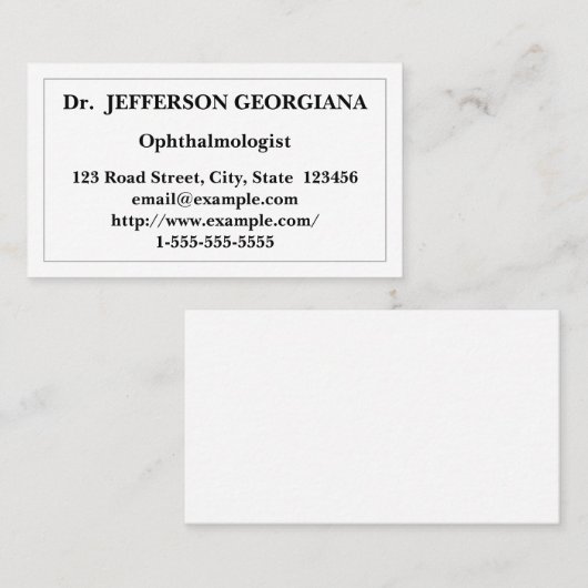Eenvoudig en met een laag gewicht ophthalmoloog Vi Visitekaartje (Voorkant / Achterkant)
