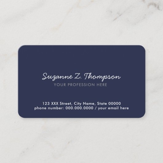 eenvoudig en minimaal basisblauw professionele die visitekaartje (Voorkant)