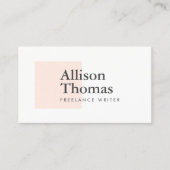 Eenvoudig en minimaal Blush/Peach Square Modern Visitekaartje (Voorkant)