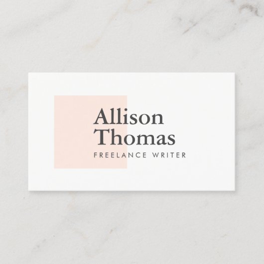 Eenvoudig en minimaal Blush/Peach Square Modern Visitekaartje (Voorkant)