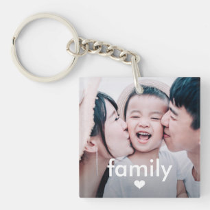 Eenvoudig en minimaal familietype met hartfotosleu sleutelhanger