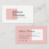 Eenvoudig en minimaal Roze Vierkant Modern Visitekaartje (Voorkant / Achterkant)