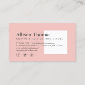 Eenvoudig en minimaal Roze Vierkant Modern Visitekaartje (Achterkant)