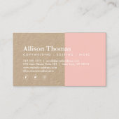 Eenvoudig en minimaal roze vierkant op Kraft Visitekaartje (Achterkant)