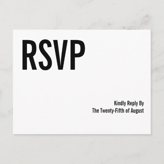 Eenvoudig en minimaal Typografie Wedding RSVP-Brie Uitnodiging Briefkaart (Voorkant)