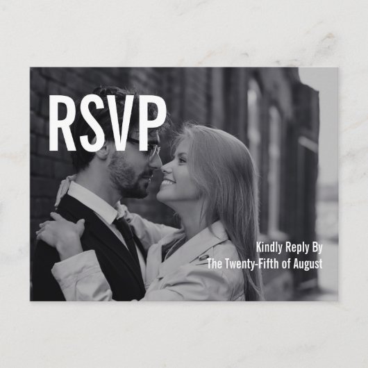 Eenvoudig en minimaal Typografie Wedding RSVP-Brie Uitnodiging Briefkaart (Voorkant)