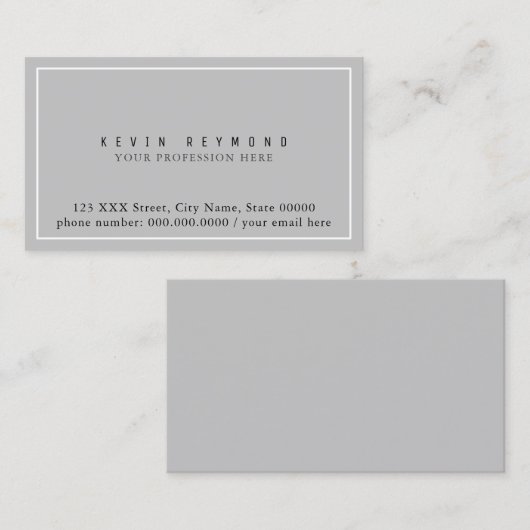 Eenvoudig en minimalistisch Basic Grey Professiona Visitekaartje (Voorkant / Achterkant)