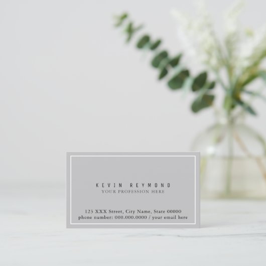 Eenvoudig en minimalistisch Basic Grey Professiona Visitekaartje (Staand voorkant)