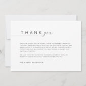 Eenvoudig en minimalistisch fotoscript bruiloft bedankkaart (Achterkant)