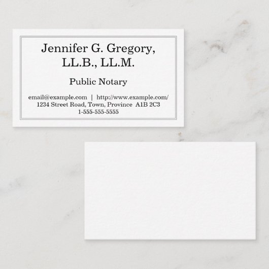 Eenvoudig en minimalistisch openbaar notarieel Vis Visitekaartje (Voorkant / Achterkant)