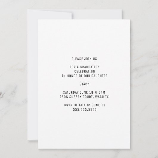 Eenvoudig en modern afstuderen kaart (Achterkant)