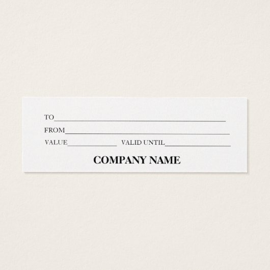 Eenvoudig en modern bedrijfscadeaubon mini visitekaartjes (Achterkant)