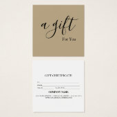 Eenvoudig en modern bedrijfscadeaubon vierkante visitekaartjes (Voorkant /achterkant)