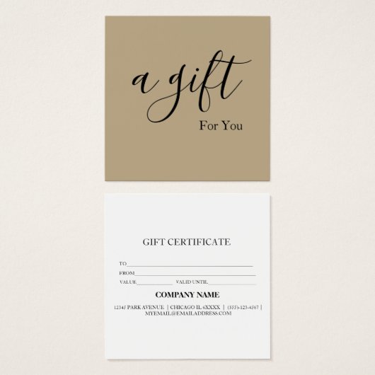 Eenvoudig en modern bedrijfscadeaubon vierkante visitekaartjes (Voorkant /achterkant)