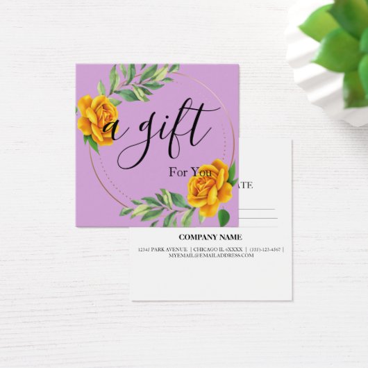 Eenvoudig en modern bedrijfscadeaubon vierkante visitekaartjes (Bureau)