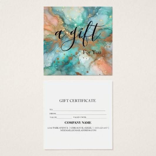 Eenvoudig en modern bedrijfscadeaubon vierkante visitekaartjes (Voorkant /achterkant)