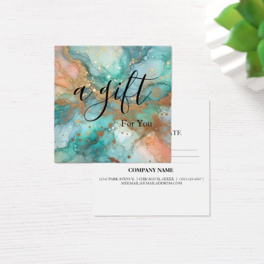 Eenvoudig en modern bedrijfscadeaubon vierkante visitekaartjes (Bureau)