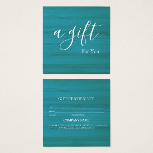Eenvoudig en modern bedrijfscadeaubon vierkante visitekaartjes (Voorkant /achterkant)