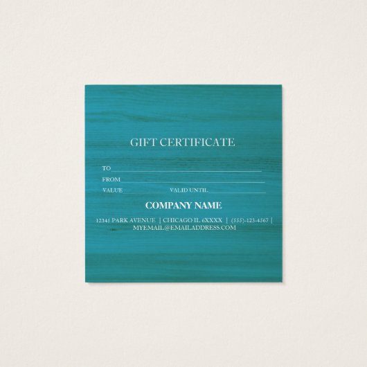 Eenvoudig en modern bedrijfscadeaubon vierkante visitekaartjes (Achterkant)