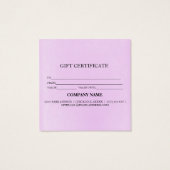 Eenvoudig en modern bedrijfscadeaubon vierkante visitekaartjes (Achterkant)