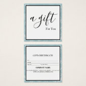 Eenvoudig en modern bedrijfscadeaubon vierkante visitekaartjes (Voorkant /achterkant)