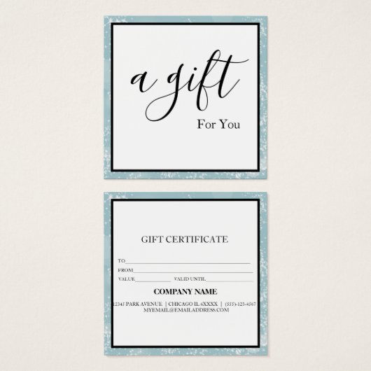 Eenvoudig en modern bedrijfscadeaubon vierkante visitekaartjes (Voorkant /achterkant)