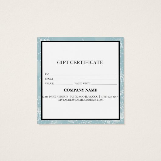 Eenvoudig en modern bedrijfscadeaubon vierkante visitekaartjes (Achterkant)