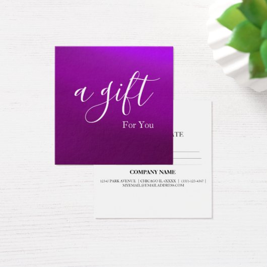 Eenvoudig en modern bedrijfscadeaubon vierkante visitekaartjes (Bureau)