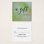 Eenvoudig en modern bedrijfscadeaubon vierkante visitekaartjes (Voorkant /achterkant)