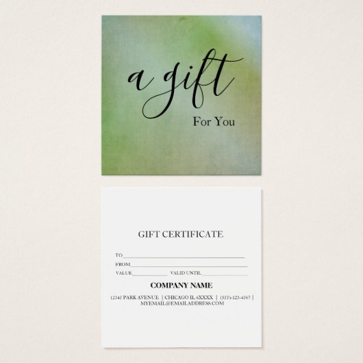 Eenvoudig en modern bedrijfscadeaubon vierkante visitekaartjes (Voorkant /achterkant)