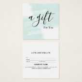 Eenvoudig en modern bedrijfscadeaubon vierkante visitekaartjes (Voorkant /achterkant)